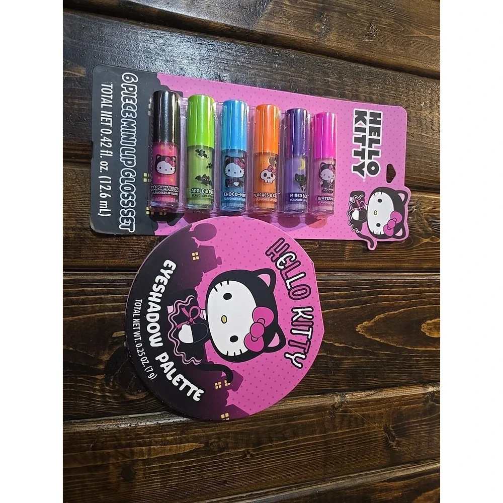 NEW Hello Kitty Lot Eyeshadow Palette (9 Colors) &‎ Mini Lip Gloss Set (6)